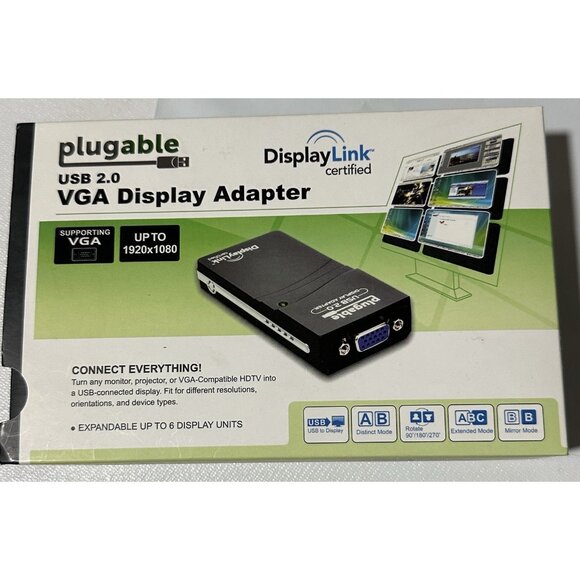 Plugable USB 2.0 VGA Display Adapter In Box - Picture 1 of 7